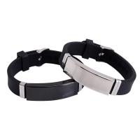 Silicone Bracelets Titanium Steel with Silicone polished Unisex Length Approx 9.05 Inch Sold By PC
