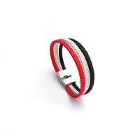 PU Leather Cord Bracelets Titanium Steel with PU Leather polished braided bracelet & Unisex mixed colors Length Approx 8.46 Inch Sold By PC