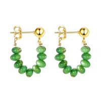 Cats Eye Earring with Zinc Alloy fashion jewelry & for woman green Sold By Pair
