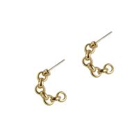 Brass Stud Earring Letter C 18K gold plated fashion jewelry & for woman golden nickel lead & cadmium free 20mm Sold By Pair