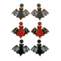 Oorbel sieraden, Seedbead, met pailletten & Microfiber PU, Vleermuis, Halloween ontwerp & voor vrouw, meer kleuren voor de keuze, 63x60mm, Verkocht door pair