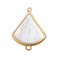 Shell Connector Brass with White Shell Fan real gold plated DIY & 1/1 loop white nickel lead & cadmium free Sold By PC