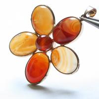 Agate Jewelry Pendants with Brass Flower plated Unisex Sold By PC