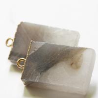 Grey Agate Pendant with Brass gold color plated Unisex grey Sold By PC