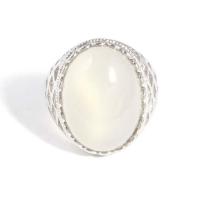 Agaat Finger Ring, Zinc Alloy, met Witte Agaat, silver plated, mode sieraden & voor vrouw, nikkel, lood en cadmium vrij, 22x17x30mm, Verkocht door PC