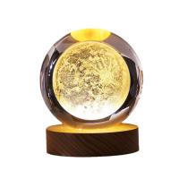 Night Led Light Beside 3D Lamp  Smoky Quartz with Wood Round lightening & 3D effect  Sold By PC