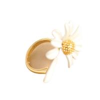 Messing ringen, Bloem, gold plated, mode sieraden & verstelbaar & voor vrouw, wit, nikkel, lood en cadmium vrij, 40x40mm, Verkocht door pair