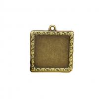 Zinc Alloy Pendant Cabochon Setting Square antique bronze color plated DIY nickel lead & cadmium free 25mm 20mm Sold By PC