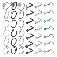 Stainless Steel Nose Piercing Jewelry 304 Stainless Steel Vacuum Ion Plating Unisex & with rhinestone multi-colored  Sold By Set