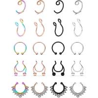 304 Stainless Steel Nose Clip Vacuum Ion Plating Unisex & with rhinestone mixed colors  Sold By Set