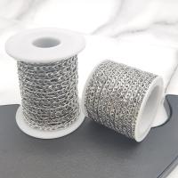 Nehrđajućeg čelika Curb Chain, 304 nehrđajućeg čelika, uglađen, možete DIY & različite veličine za izbor, izvorna boja, 5m/Lot, Prodano By Lot