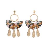 Polymer Clay Earring with Zinc Alloy fashion jewelry & for woman Sold By Pair