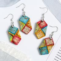 Natural Gemstone Earrings Ammolite Hexagon for woman Sold By Pair