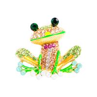 Rhinestone Brooch Zinc Alloy Frog gold color plated for woman & enamel & with rhinestone mixed colors nickel lead & cadmium free Sold By PC