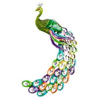 Rhinestone Brooch Zinc Alloy Peacock silver color plated for woman & enamel & with rhinestone mixed colors nickel lead & cadmium free Sold By PC