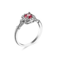 Cubic Zircon Brass Finger Ring with Cubic Zirconia platinum plated & for woman & faceted red nickel lead & cadmium free Sold By PC