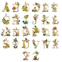 Zinklegering alfabet hangers, Zinc Alloy, Brief, gold plated, verschillende stijlen voor de keuze & glazuur, goud, 20mm, 10pC's/Lot, Verkocht door Lot
