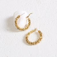 Brass Hoop Earring Donut real gold plated fashion jewelry & for woman nickel lead & cadmium free 40mm Sold By Pair