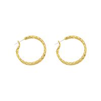 Brass Hoop Earring gold color plated for woman 30mm Sold By Pair