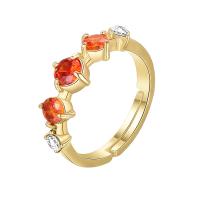 Gemstone Finger Ring, Granaat, met Zinc Alloy, Verstelbare & mode sieraden & voor vrouw & met strass, 22x17x23mm, Verkocht door PC