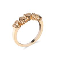 Kubieke zirconia messing ringen, met Cubic Zirconia, Hart, gold plated, verschillende grootte voor keus & voor vrouw, nikkel, lood en cadmium vrij, Verkocht door PC