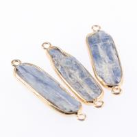 Gemstone Connector Kyanite with Brass gold color plated DIY & 1/1 loop blue Sold By PC
