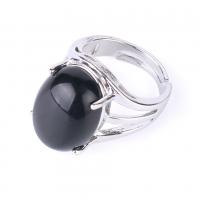 Gemstone Finger Ring, Zinc Alloy, met Edelsteen, platinum plated, mode sieraden & verschillende materialen voor de keuze & voor vrouw, nikkel, lood en cadmium vrij, 18x14x5mm, Verkocht door PC