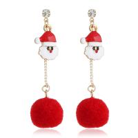 Christmas Earrings Zinc Alloy with Plush Christmas Design & fashion jewelry & for woman red nickel lead & cadmium free Sold By Pair
