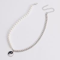 Mobile Phone Lanyard Zinc Alloy with Plastic Pearl with 10cm extender chain Flat Round platinum color plated patchwork & fashion jewelry & adjustable & for woman mixed colors nickel lead & cadmium free Length 40 cm Sold By PC