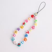 Mobile Phone Lanyard Polymer Clay with Plastic Pearl & Acrylic for woman multi-colored Length 20 cm Sold By PC