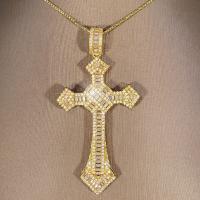 Brass Cross Pendants plated DIY & with rhinestone nickel lead & cadmium free 55mm Sold By PC