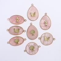 Rose Quartz Connector with Brass gold color plated Unisex & 1/1 loop pink Sold By PC