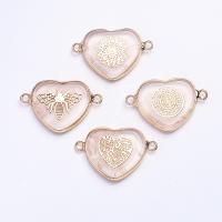 Quartz Connector Rose Quartz with Brass Heart gold color plated Unisex & 1/1 loop pink Sold By PC