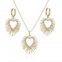 Cubic Zirconia Micro Pave Brass Jewelry Sets earring & necklace plated & micro pave cubic zirconia & for woman Sold By PC