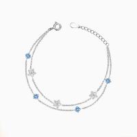 Cubic Zirconia Micro Pave Sterling Silver Bracelet 925 Sterling Silver with 1.18 inch extender chain platinum color plated micro pave cubic zirconia & for woman & multi-strand Length Approx 6.3 Inch Sold By PC