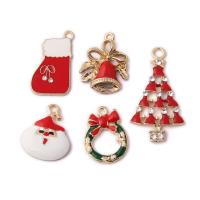 Zinc Alloy Christmas Pendants gold color plated Christmas Design & enamel nickel lead & cadmium free Approx Sold By Bag