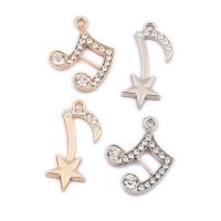 Zinc Alloy Rhinestone Pendants Music Note plated fashion jewelry & with rhinestone nickel lead & cadmium free Approx Sold By Bag