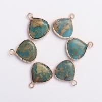 Natural Imperial Jasper Pendants Impression Jasper with Brass Teardrop gold color plated Unisex Sold By PC