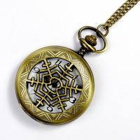 Pocket Watch Zinc Alloy with Plastic Chinese watch movement waterproofless & Unisex antique brass color plated Approx 16.92 Inch Sold By Lot