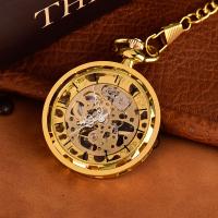 Pocket Watch Zinc Alloy with Glass Chinese watch movement waterproofless & Unisex gold color plated Approx 16.92 Inch  Sold By PC