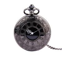 Pocket Watch Zinc Alloy with Glass Chinese watch movement waterproofless & Unisex gun black plated Approx 16.92 Inch Sold By Lot