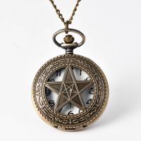 Pocket Watch Zinc Alloy with Plastic Chinese watch movement waterproofless & Unisex & hollow antique brass color plated Approx 16.92 Inch Sold By Lot
