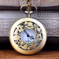 Pocket Watch Zinc Alloy Chinese watch movement waterproofless & Unisex & hollow antique brass color plated Approx 16.92 Inch Sold By Lot
