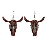 Earring Jewelry Cowhide with turquoise & Zinc Alloy fashion jewelry & for woman 65mm Sold By Pair