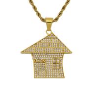 Stainless Steel Pendants 316 Stainless Steel House Vacuum Ion Plating Unisex & with rhinestone golden Sold By PC