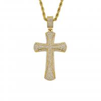 Stainless Steel Cross Pendants 316 Stainless Steel Vacuum Ion Plating Unisex & with rhinestone golden Sold By PC