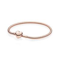 European Bracelet Chain 925 Sterling Silver with Cubic Zirconia rose gold color plated & Unisex Sold By PC