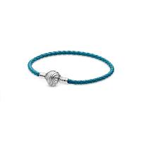 925 Sterling Silver Bracelet with leather cord plated  & for woman Sold By PC