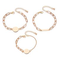 Zinc Alloy Bracelet with 5cm extender chain gold color plated three pieces & fashion jewelry & adjustable & for woman golden nickel lead & cadmium free Length Approx 19 cm Sold By Set