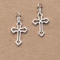 925 Sterling Silver Pendant Cross silver color plated hollow silver color Sold By PC